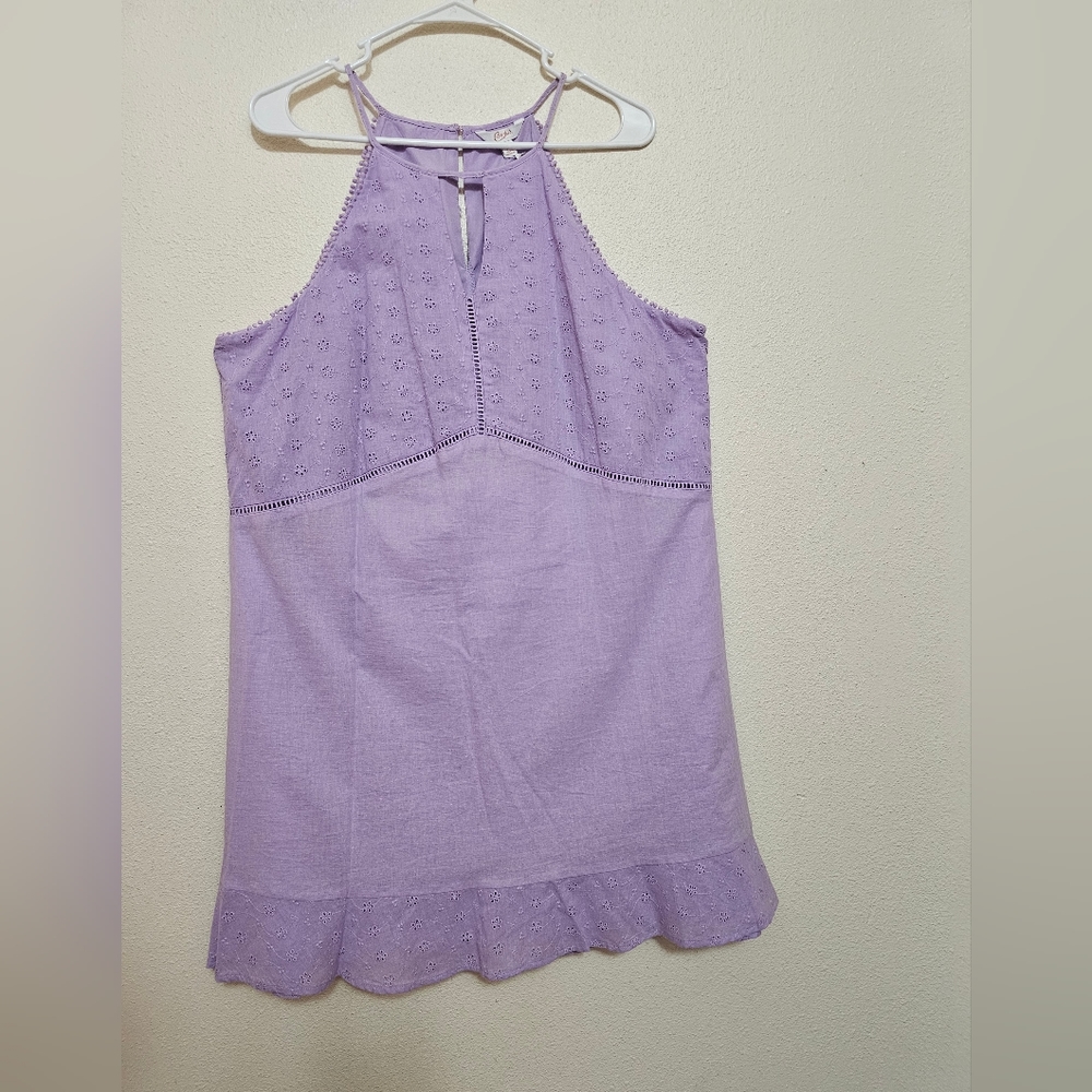 Juniors' Candie's Lilac Eyelet Halter Swing Dress